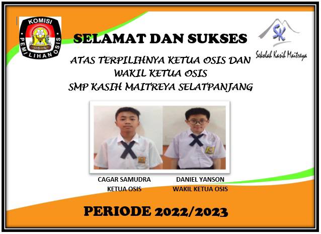 Selamat dan Sukses Atas Terpilihnya Ketua OSIS dan Wakil Ketua OSIS SMP TP. 2022-2023